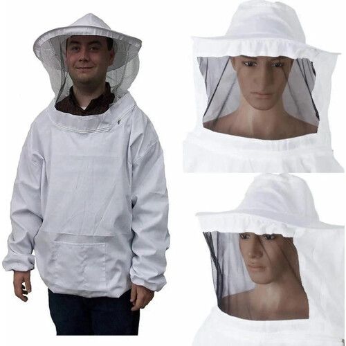 Beekeeping Jacket 2X Veil With Overalls, Cap Sleeve Beekeeper Suit, Protective Bee Jacket 1