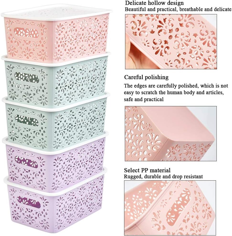 Lot de 5 paniers de rangement tressés, paniers de rangement en osier ...