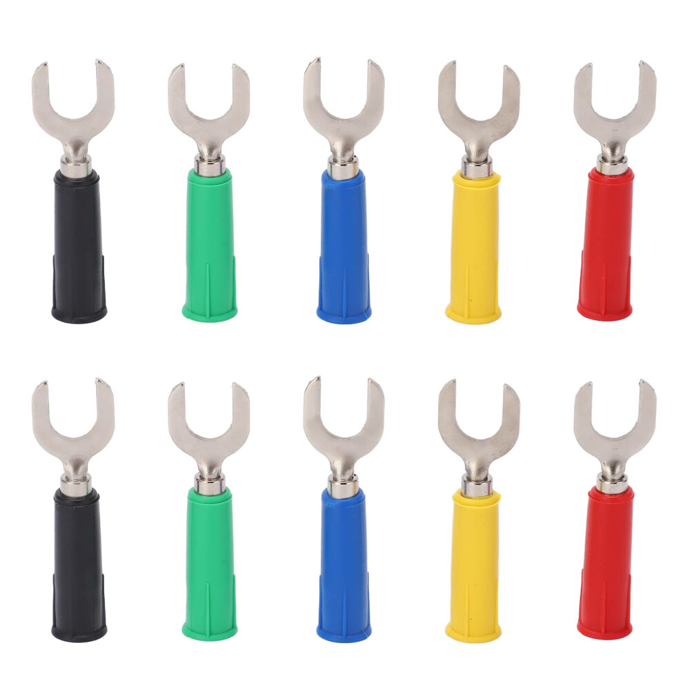 Wire Connectors Fork Spade U-Type 8Mm/0.3In Brass Pvc Finish 4Mm Hole Y-Type Banana Plug 10Pcs 9084446494839
