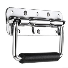 304 Stainless Steel Handle for Speaker Cases, Spring-Loaded Mechanism, Rubber Grip, 100mm Length