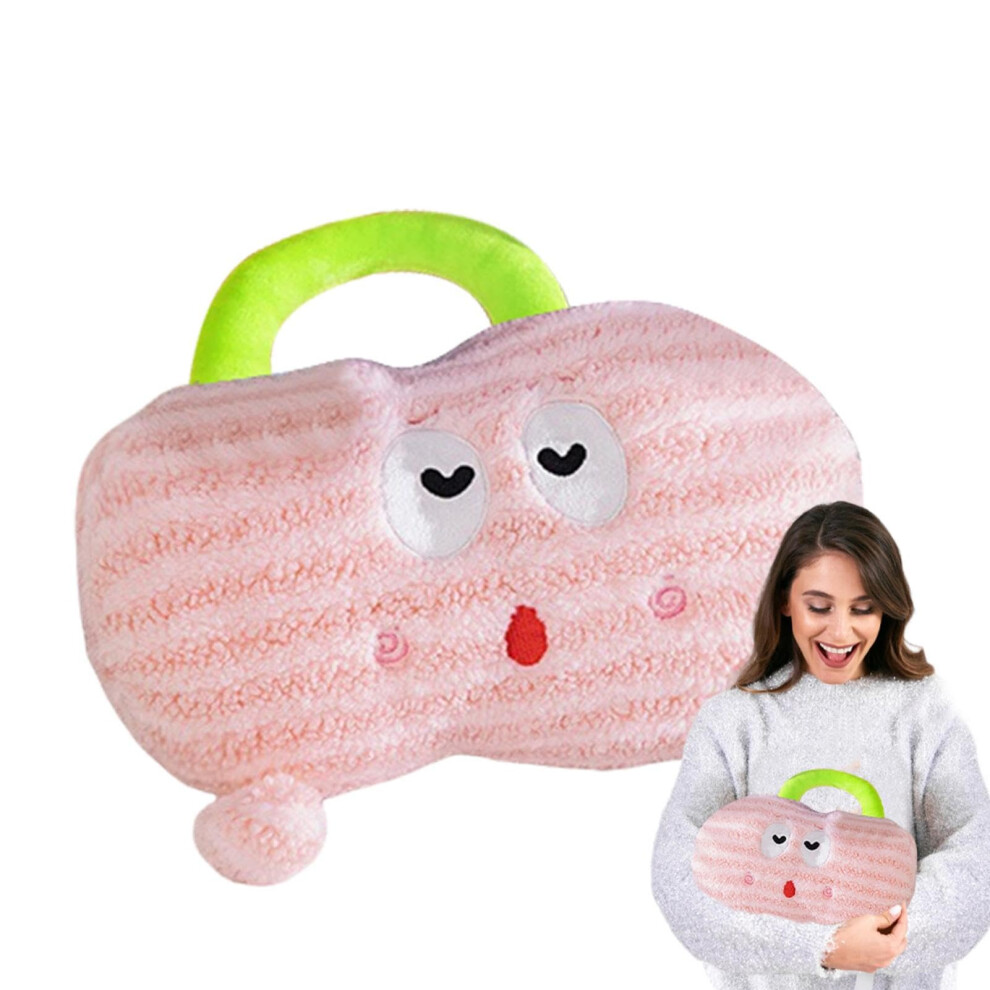 Pink Hot Water Bottle Cloud-Handle Plush Water Bottle For Neck And Shoulder Relief Reusable Plush Pillow Water Bag