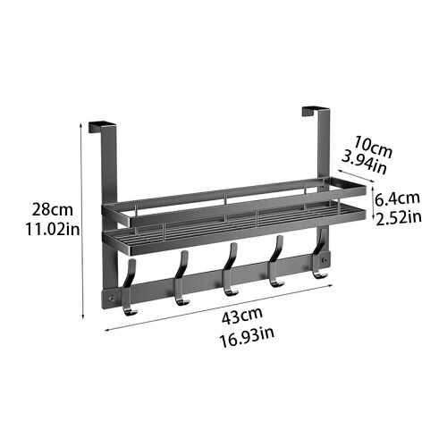 Over-the-Door Metal Storage Rack with 5 Hooks 1