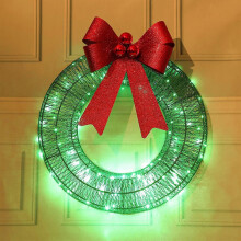 (30CM-Green)Wreath with 320 Twinkle LED Christmas Lights