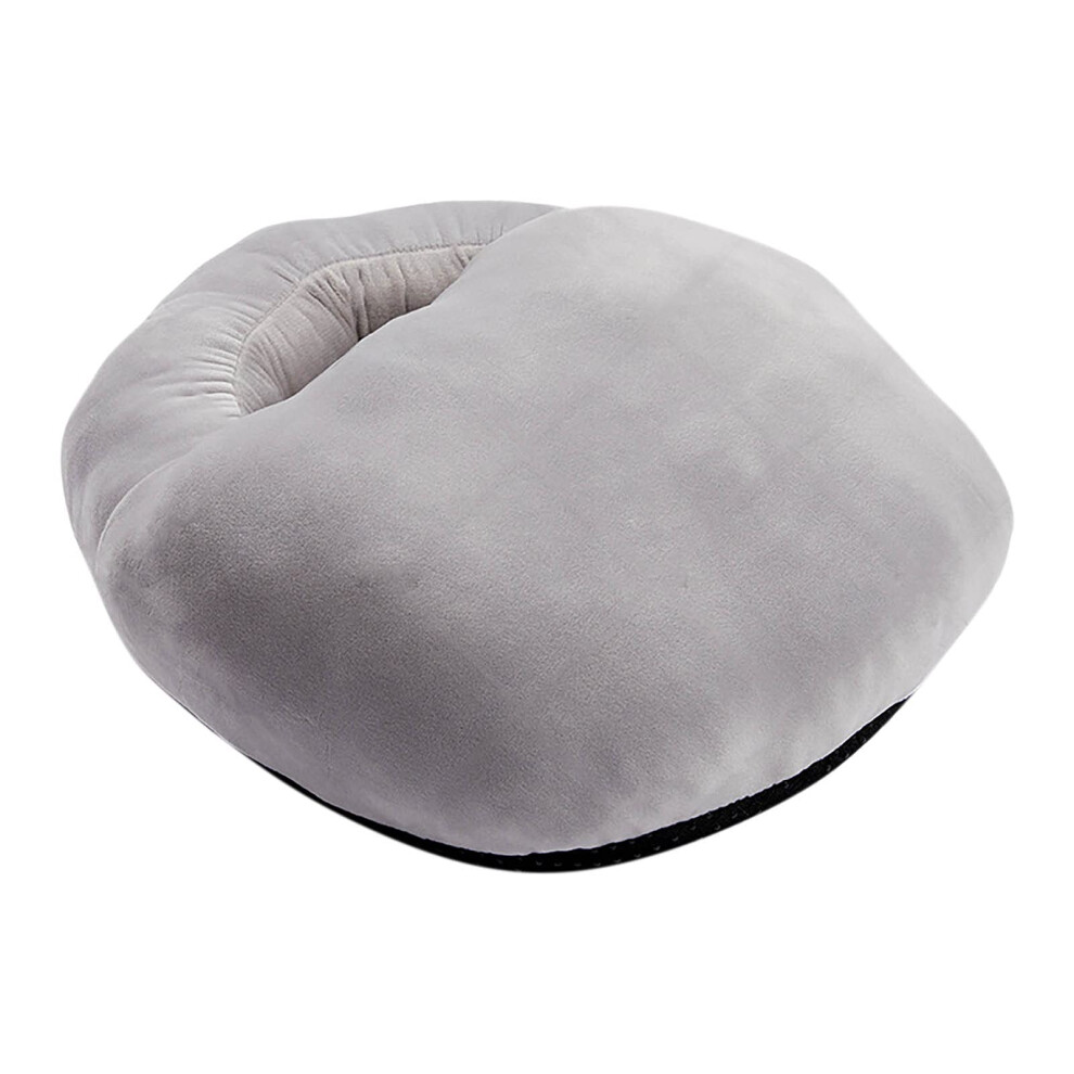 Grey Heated Feet Warmer For Men And Women Usb Rechargeable Plush Fluffy Electric Heating Pad Winter Slippers