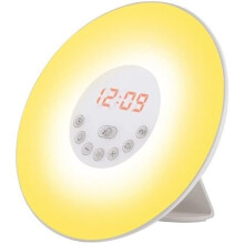 Alarm Clock Wake Up Light Sunrise Sunset Simulation Snooze Function 6-Color Atmosphere Lamp 6 Natural Sounds FM Radio