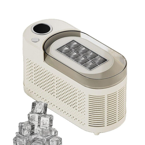 Compact Ice Maker Machine Electric Automatic 8-Cubes Per Batch 120W Energy Efficient USB-C Compatible Cream Colour