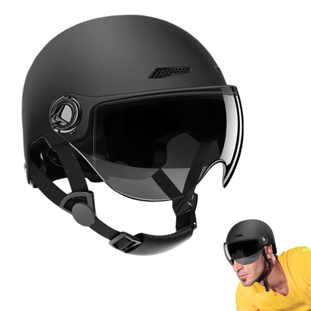 Half Helmets, Shock-Absorbing Protective Half-Scooter Helmet 3C-310-, Adult And Youth, Sun Protection Gear Black 9354506391782