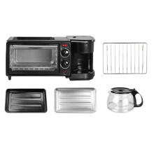 3 In 1 Breakfast Maker Stainless Steel Black Finish Includes Coffee Maker And Bread Toaster