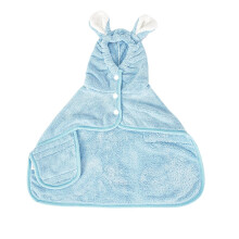 Dog Bath Towel Size M Blue, Super Absorbent Microfiber For Dogs And Cats, Puppy Shower Robe