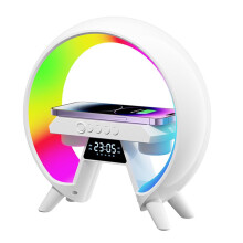 Wireless Charging Atmosphere Lamp Sunrise Alarm Clock RGB Mood Light Wake Up Night Sound Machine Bluetooth Speaker