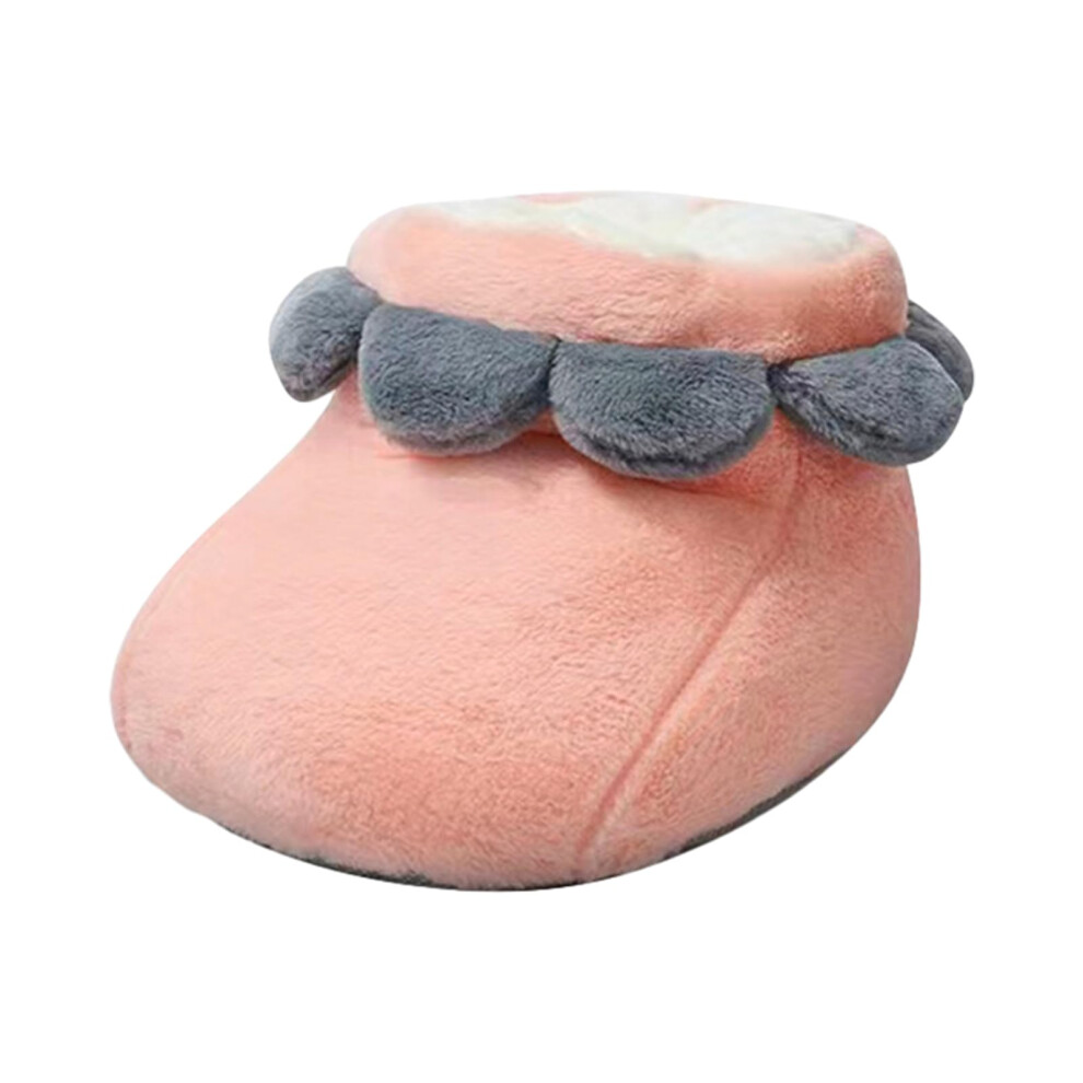 Pink Soft Foot Heater For Women Slipper Shaped Foot Warmer, Washable And Rechargeable, Three-Speed Timer Temp Control