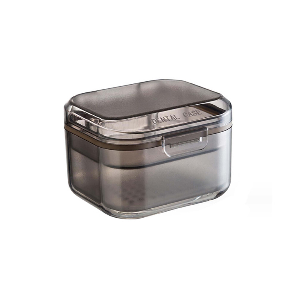 Black Retainer Case Orthodontic Retainer Box False Teeth Container For Soaking Dentures Multifunctional Mouth Guard Case