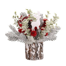 Christmas Decorations 30cm Flocked Pine Cone Imitation Christmas Tree, Small Space Decor, Red Gift, Home Accent