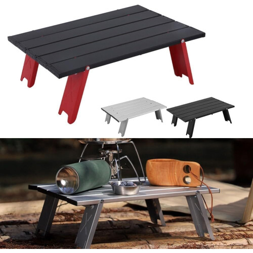 Space Saving Portable Aluminum Table Compact Black Outdoor Dining And Activities 1