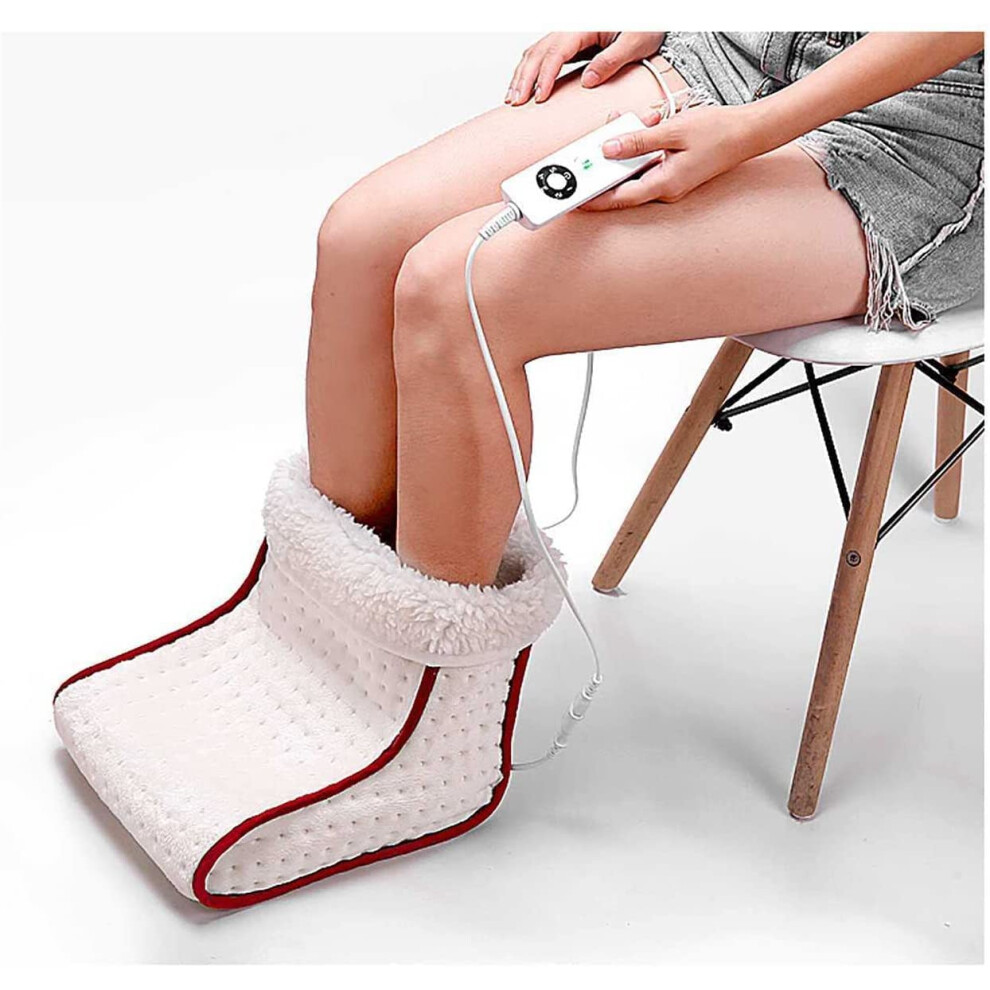 White Electric Foot Warmer For Feet Heating Pad With 6 Temperature Levels Automatic Switch-Off