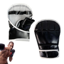 Kickboxing Gloves Half Finger Open Palm Grappling Glove 8.07x5.51 Inches Fingerless Sparring Gear Adjustable Unisex