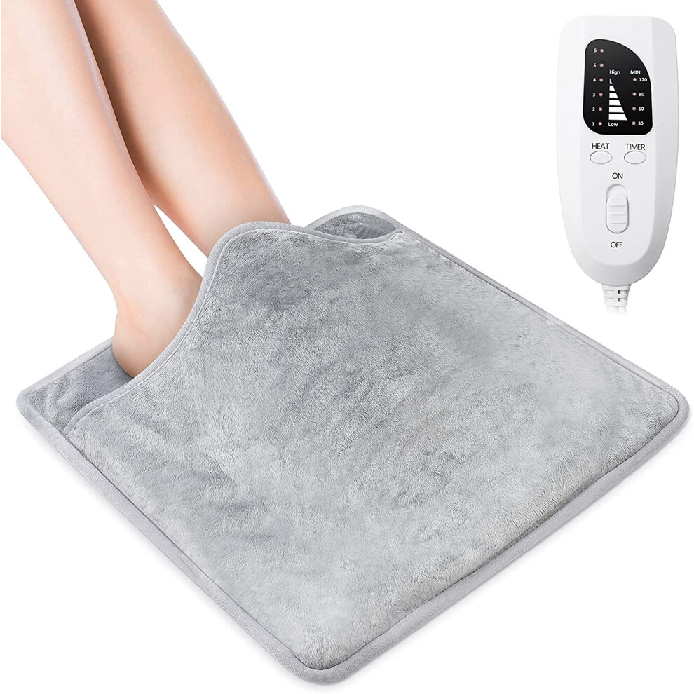 Electric Heated Foot Warmer 16x16 Inch Heating Pad For Feet Hands Back, 6 Heat Levels, 4 Timers, Washable, Fast Heat