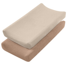 Cotton Bassinet Sheets Set Of 2, Oatmeal Light Brown, Soft Cradle Bedding For Baby Carriage, Changing Table Cover
