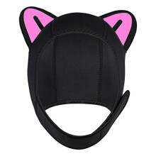 Wetsuit Hood Cat Ears Neoprene Hood For Women And Children With Flow Vent Thermal Surfing Cap For Snorkeling Black Pink