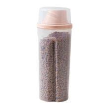 Cat Food Storage Container 1500ml Transparent With Measuring Scale Pink Outdoor Portable Easy Pour