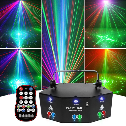 Disco Light 9-Eyes RGB Stage Strobe Light Red Green Blue With Cooling Sound Active Auto Mode Remote Memory Function