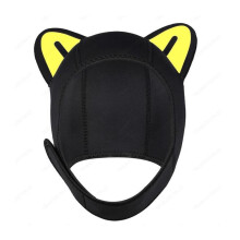 Cat Ears Scuba Diving Hood Neoprene Wetsuit Head Cover For Surfing Kayaking Canoeing Swimming Snorkeling Black Yellow M