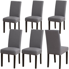 Chair Covers Stretch Dining Chair Covers Spandex Washable Seat Covers For Dining Chairs Grey Pack Of 6
