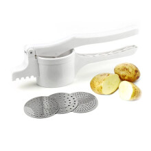 Plastic Potato Ricer Masher With 3 Interchangeable Stainless Steel Discs White