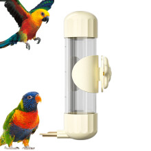 Bird Drinker with Water Bottle 200ml Capacity Automatic Transparent Water Dispenser for Conure Cockatiel Birds Beige