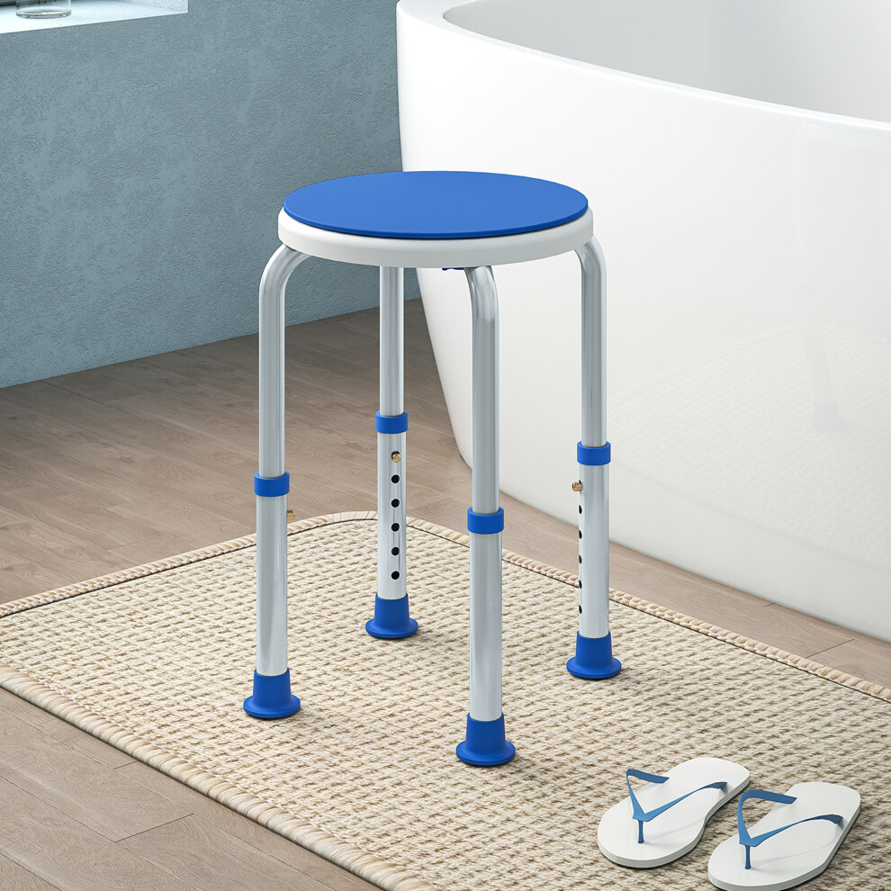 Homcom 360 Degree Swivel Shower Stool With Non-Slip Feet For Disabled, Blue