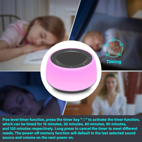 White Noise Machine Sound Player Timed Shutdown Sleep Timer Nursery Night Light 1