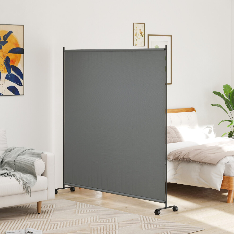 Outsunny Garden Screen With Wheels, 6Ft Rolling Privacy Room Divider, Dark Grey