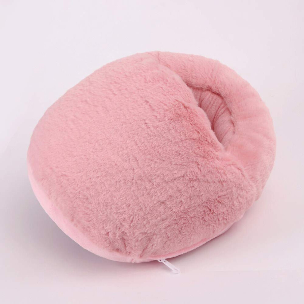 USB Foot Warmer, Detachable Foot Heater, Plush Pad, Solid Pink Imitation Rabbit Fur Heated Shoes For Home And Office