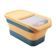 Pet Food Storage Bin Foldable With Hinged Lid Wheeled Dog And Cat Container Airtight Pantry Organizer Advanced Sea