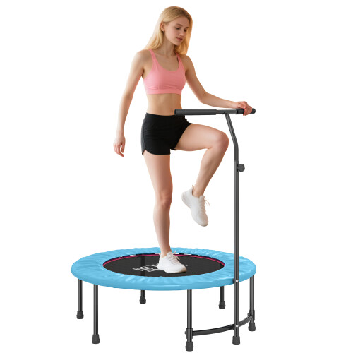 Homcom HOMCOM 40" Mini Trampoline, Rebounder Jumper w/ Adjustable Handle, Blue 1