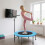 Homcom HOMCOM 40" Mini Trampoline, Rebounder Jumper w/ Adjustable Handle, Blue 9