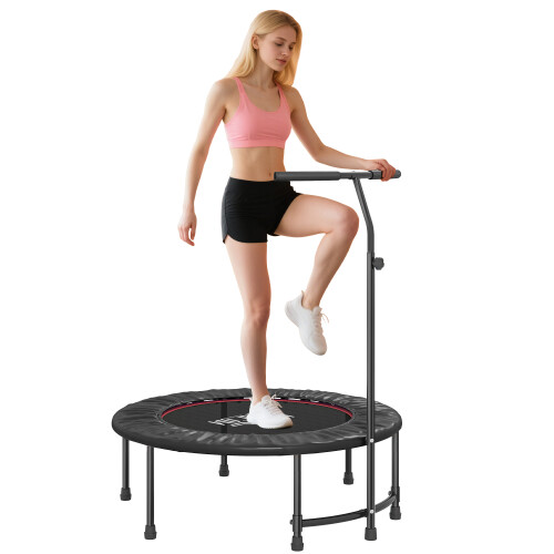 Homcom HOMCOM 40" Mini Trampoline, Rebounder Jumper w/ Adjustable Handle, Black 1