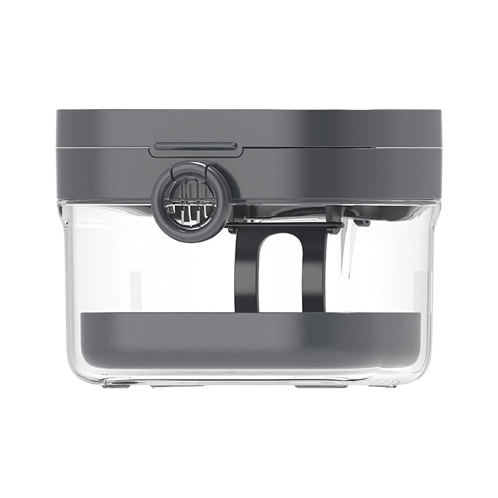 Gray Denture Soaking Container With Mirror, Denture Cleaning Cup For Dentures Night Guards Retainers