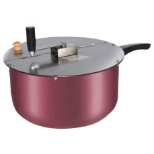Popcorn Maker Manual Stirring, Stovetop Non-Stick Stainless Steel Pot with Heat-Insulated Rubber Handle and Lid