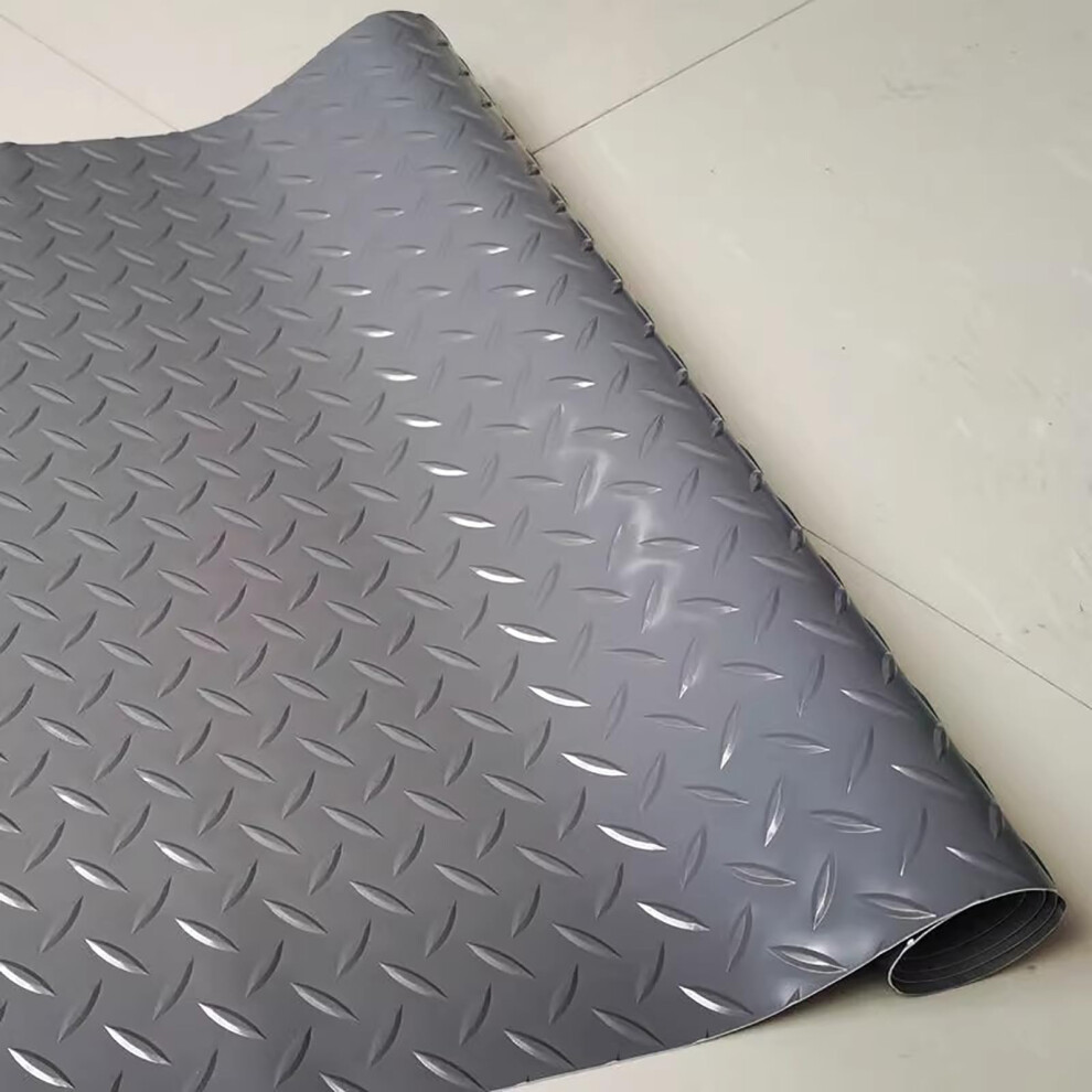 Rubber Garage Floor Mat 1.5Mm Thick Non-Slip Checker Plate Matting, 1.2X6m Roll, Heavy Duty Insulated Flooring Grey 9354506402600