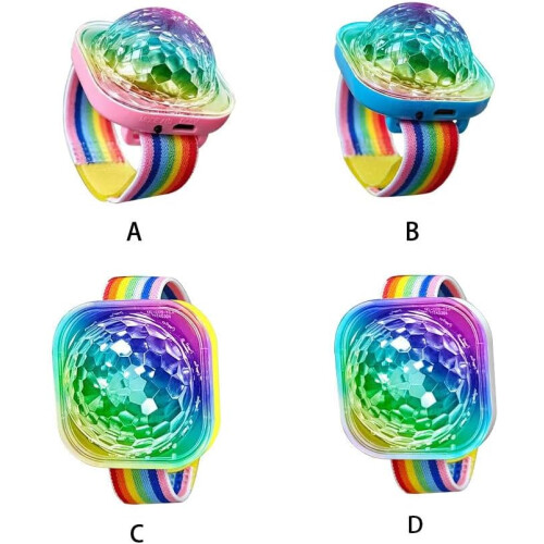 Bouncing Disco Light Compact Portable Suction Cup Rainbow Stage Light Blue Wrist Mount 2