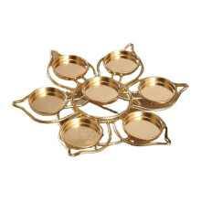Centerpiece Tea Light Candle Holder With 7 Cups Gold Temple Finish For Birthday And Wedding Table Centerpiece Mantel