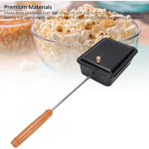 Campfire Popcorn Popper Old Fashioned Nonstick Popcorn Maker With Extended Handle Iron Manual Popcorn Pan 2