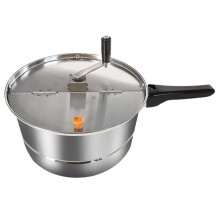 Popcorn Maker Manual Stirring Nonstick Stainless Steel Stovetop Pot with Heat-Insulating Rubber Handle and Lid