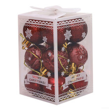 Xmas Tree Balls Set Of 12 Wine Red Glitter Baubles Christmas Ornament Set Sparkling Christmas Tree Decorations