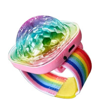 Ball Wristband USB Rechargeable Disco Ball LED Bracelet Music-Synced Lighting For Parties Birthdays Halloween White