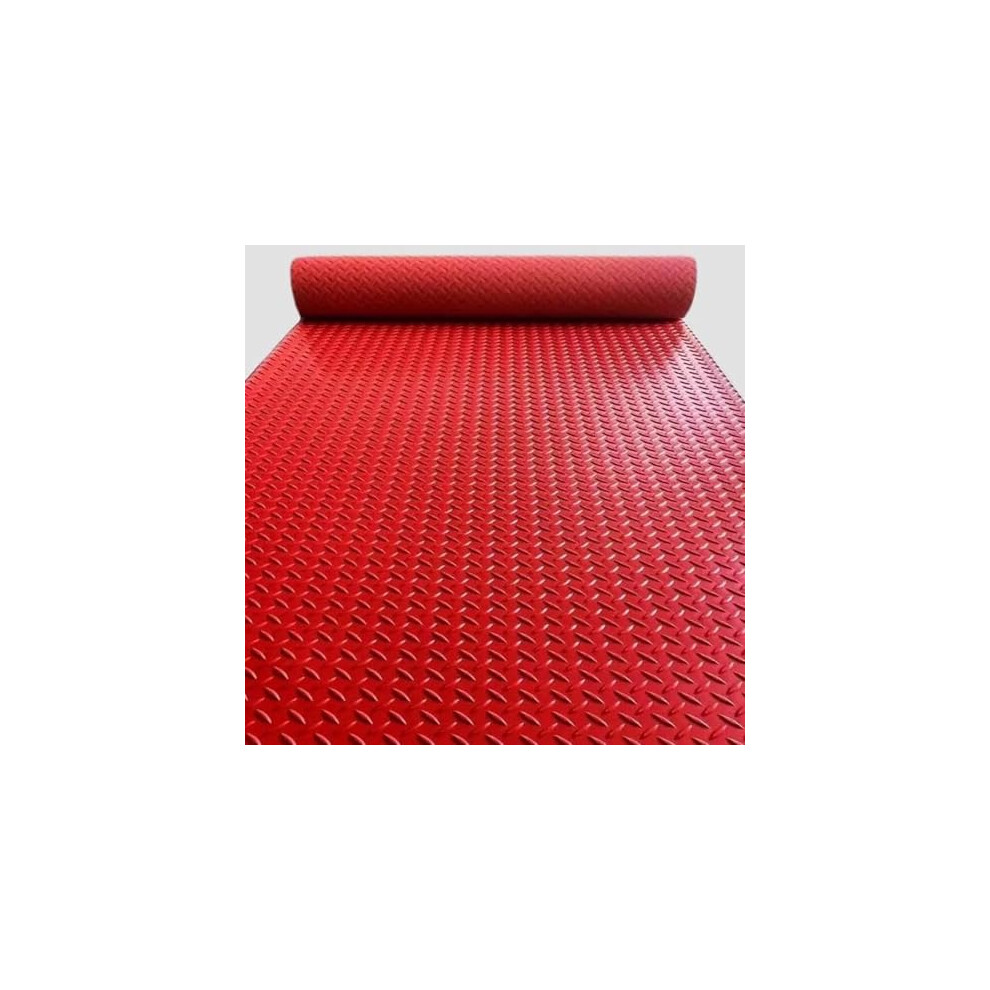 1.6Mm Thick Garage Floor Mat Diamond Plate Rubber Non-Slip Protector For Garage Warehouse Gym Trailer Truck 1X6m 1X3m Red 9354506405014