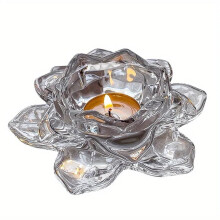 Crystal Candelabra Tea Light Holder 2-Pack, Elegant Living Room Table Decor Centrepiece, Crystal Tealight Candle Holder