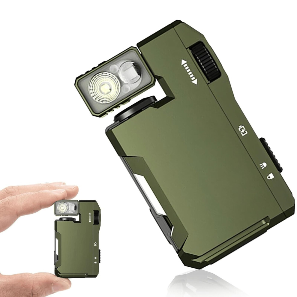 400 Lumens Keychain Torch Usb-C Rechargeable Edc Lamp With Magnetic Base Rgb Flashlight For Working Cycling Running Green 9393856466733