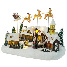 Glowing Reindeer Village House With Christmas Melodies Resin